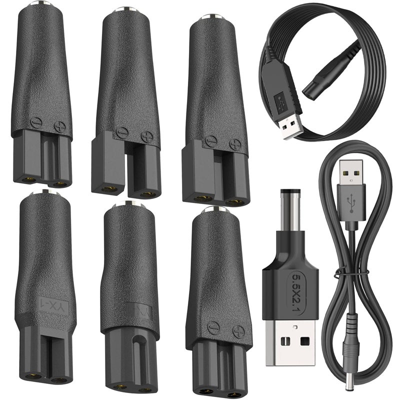 Pinkind 9 PCS 5V Replacement Charger USB Power Cord Adapter Compatible with Various Types of Hair Clippers, Beard Trimmers, Shavers, Beauty Instruments,Electric Hairdressers, Desk Lamps,HQ8505 Charging Cable - Image 1